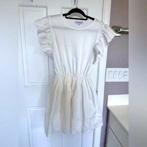 En Saison White Poplin Ruffle Sleeve Mini Dress